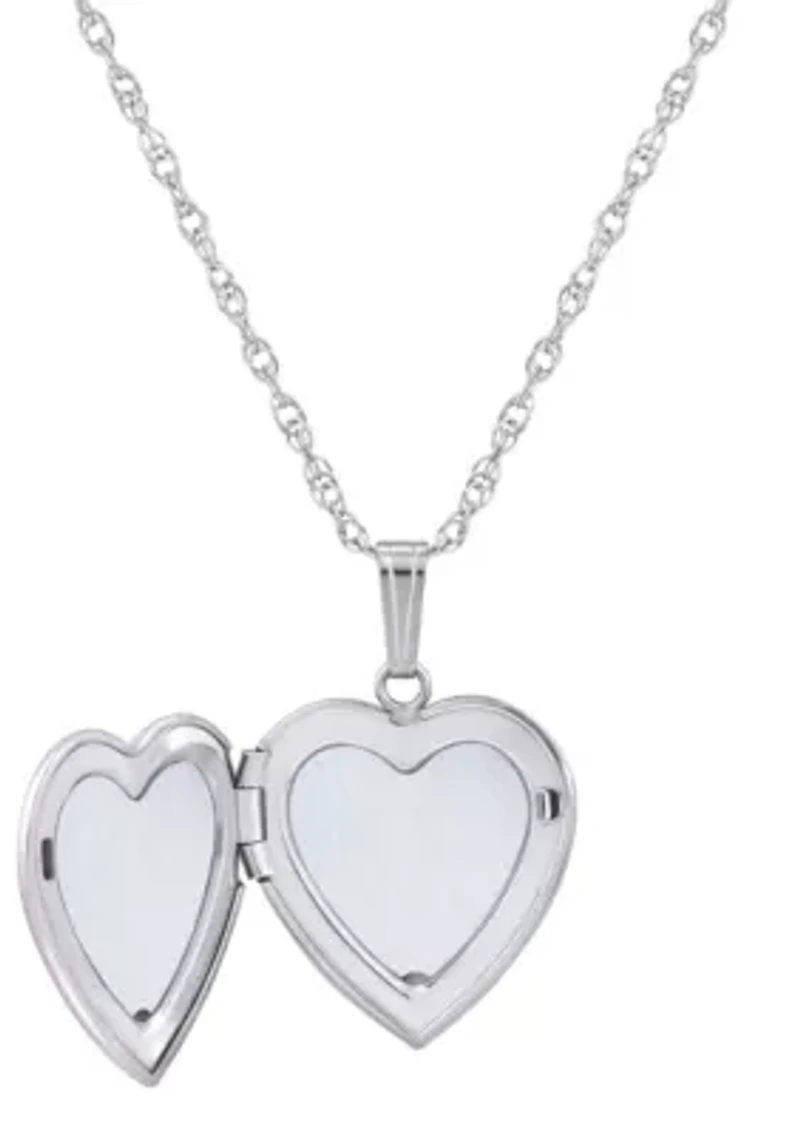 14K Gold Heart Locket Pendant Necklace