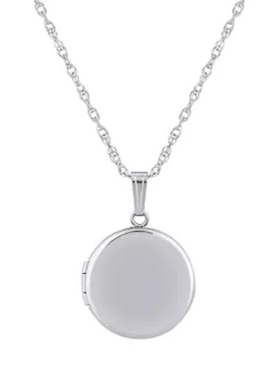 14K Gold Round Locket Pendant Necklace