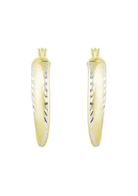 Sterling Silver Diamond Cut Tapered Hoop Earrings