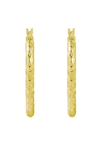 Sterling Silver Hammered Finish Oval Hoop Earrings