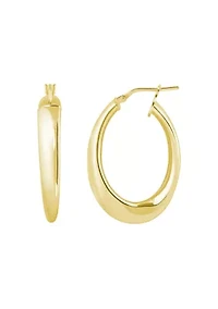 Sterling Silver Tapered Oval Hoop Earrings
