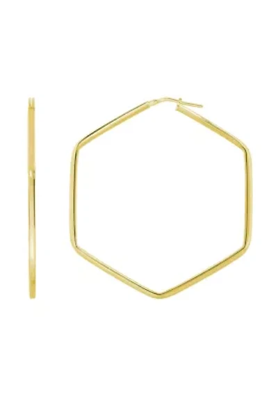 Sterling Silver Hexagon Hoop Earrings