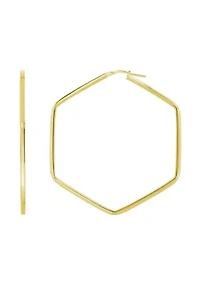 Sterling Silver Hexagon Hoop Earrings