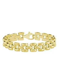 Sterling Silver 3-Row Hammered Finish Panther Chain Bracelet