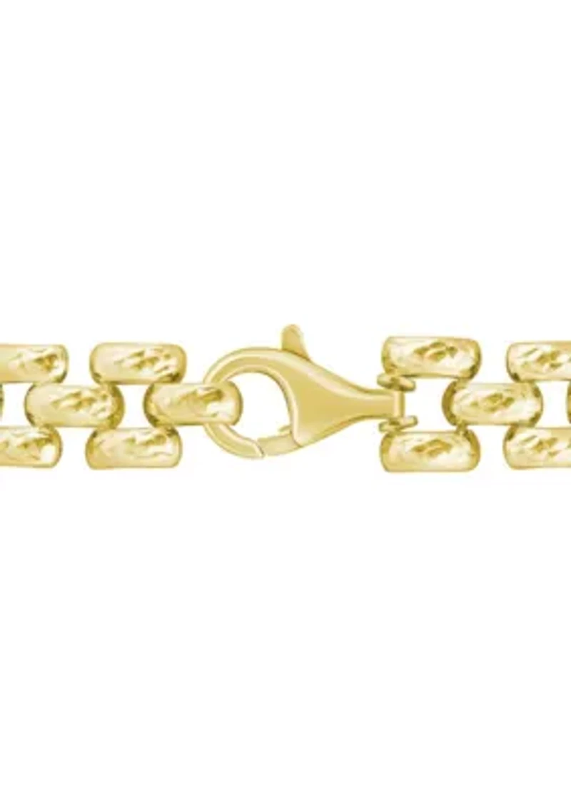 Sterling Silver 3-Row Hammered Finish Panther Chain Bracelet