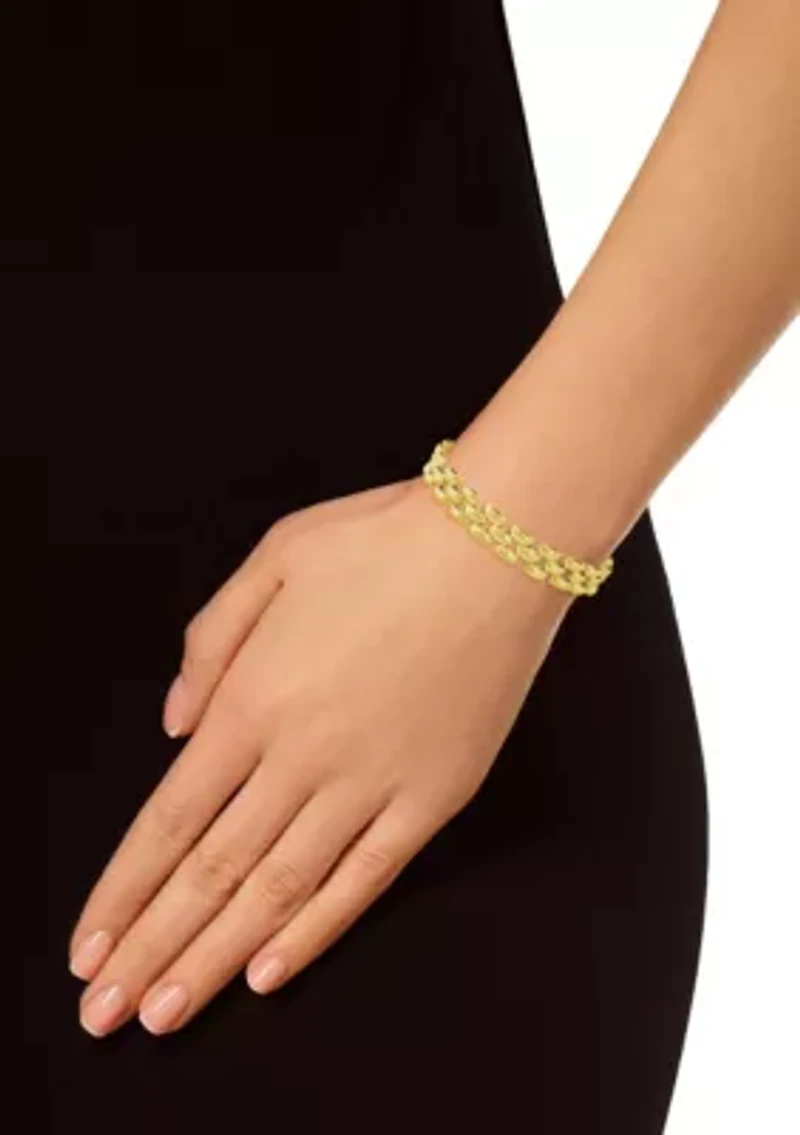 Sterling Silver 3-Row Panther Chain Bracelet