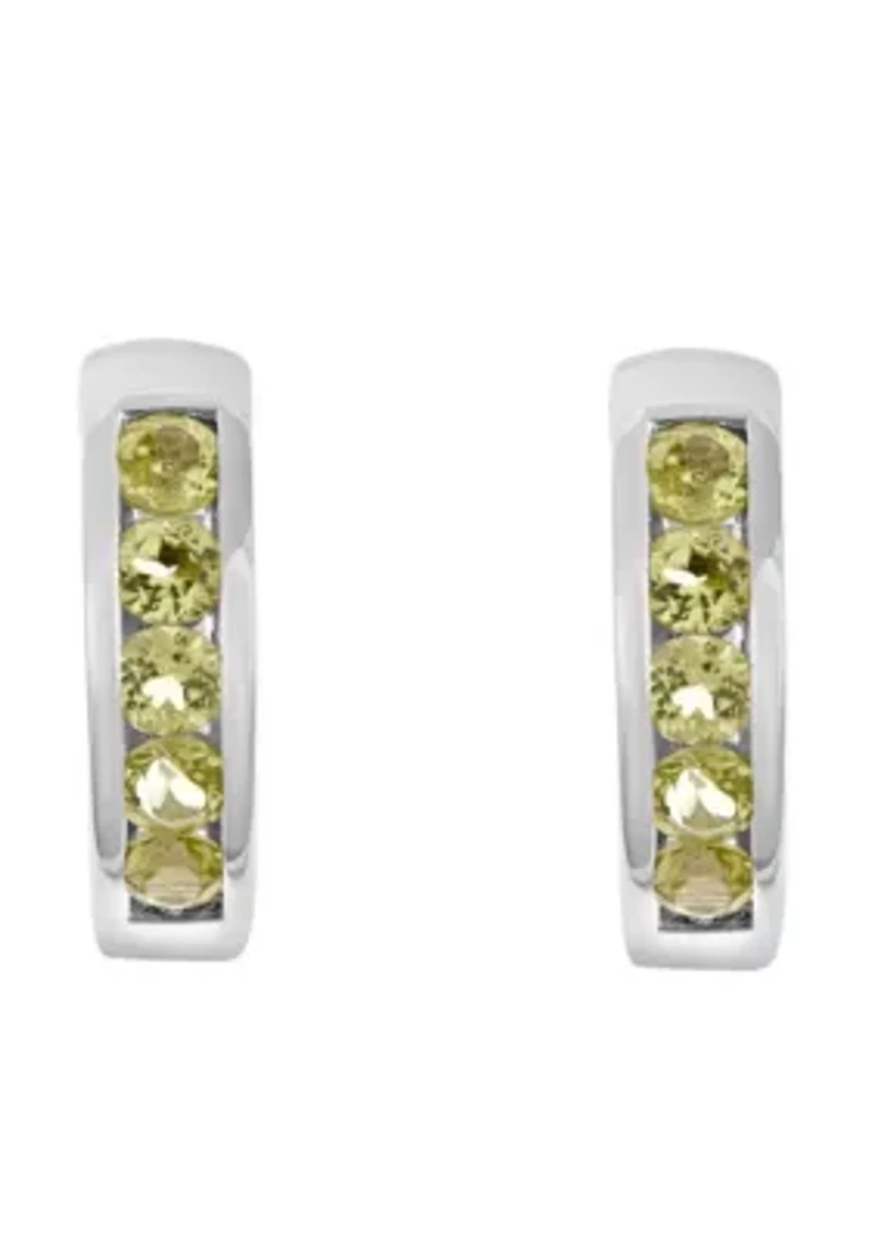 Sterling Silver Peridot Huggie Hoop Earrings