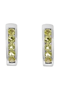 Sterling Silver Peridot Huggie Hoop Earrings