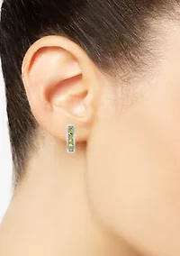 Sterling Silver Peridot Huggie Hoop Earrings