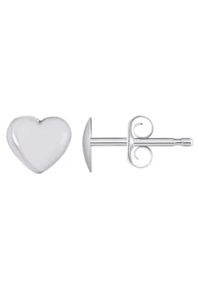 14K White Gold Heart Stud Earrings