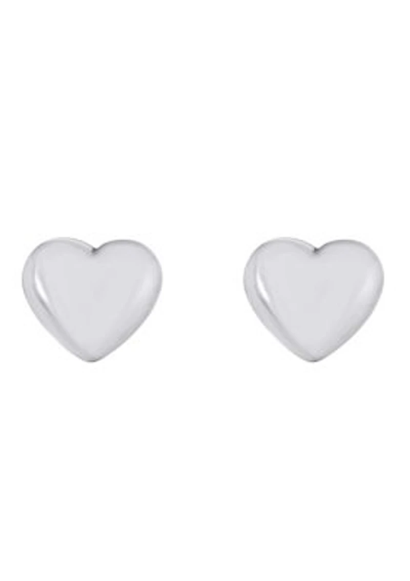 14K White Gold Heart Stud Earrings