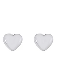 14K White Gold Heart Stud Earrings