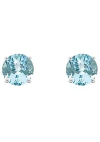 Sterling Silver 7mm Round Aquamarine Stud Earrings