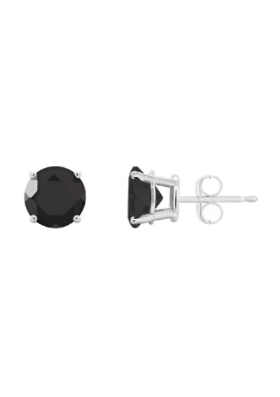 Sterling Silver 7mm Round Black Onyx Stud Earrings