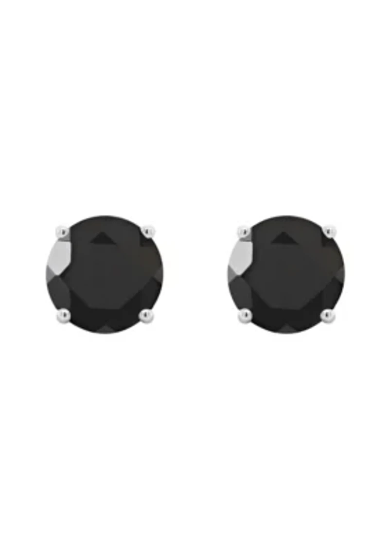 Sterling Silver 7mm Round Black Onyx Stud Earrings