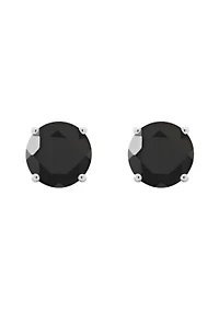 Sterling Silver 7mm Round Black Onyx Stud Earrings