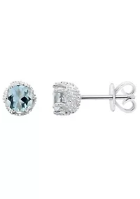 Sterling Silver 5mm Round Aquamarine Stud Earrings