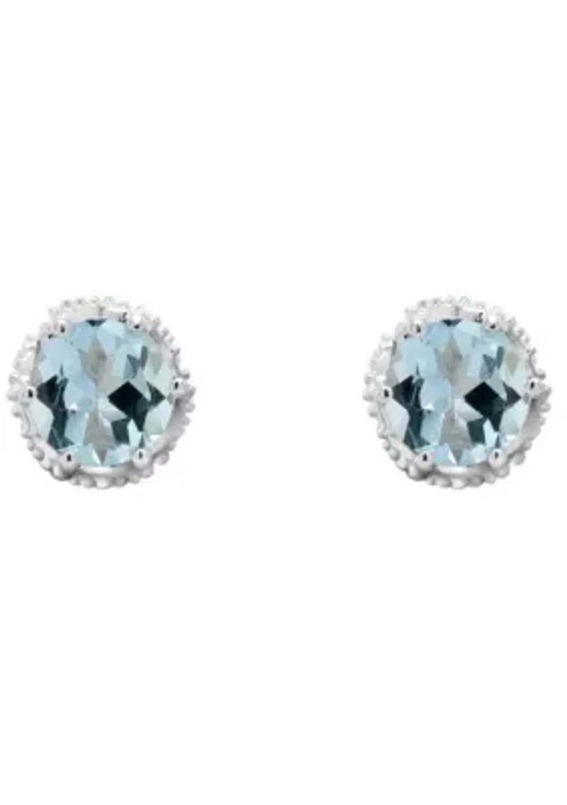 Sterling Silver 5mm Round Aquamarine Stud Earrings