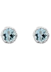 Sterling Silver 5mm Round Aquamarine Stud Earrings