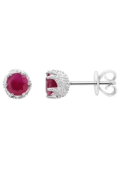 Sterling Silver 5mm Round Ruby Stud Earrings