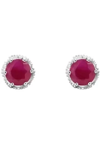 Sterling Silver 5mm Round Ruby Stud Earrings