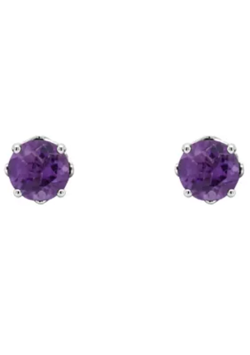 Sterling Silver 5mm Round Amethyst Stud Earrings