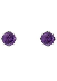 Sterling Silver 5mm Round Amethyst Stud Earrings