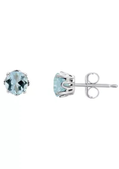 Sterling Silver 5mm Round Aquamarine Stud Earrings
