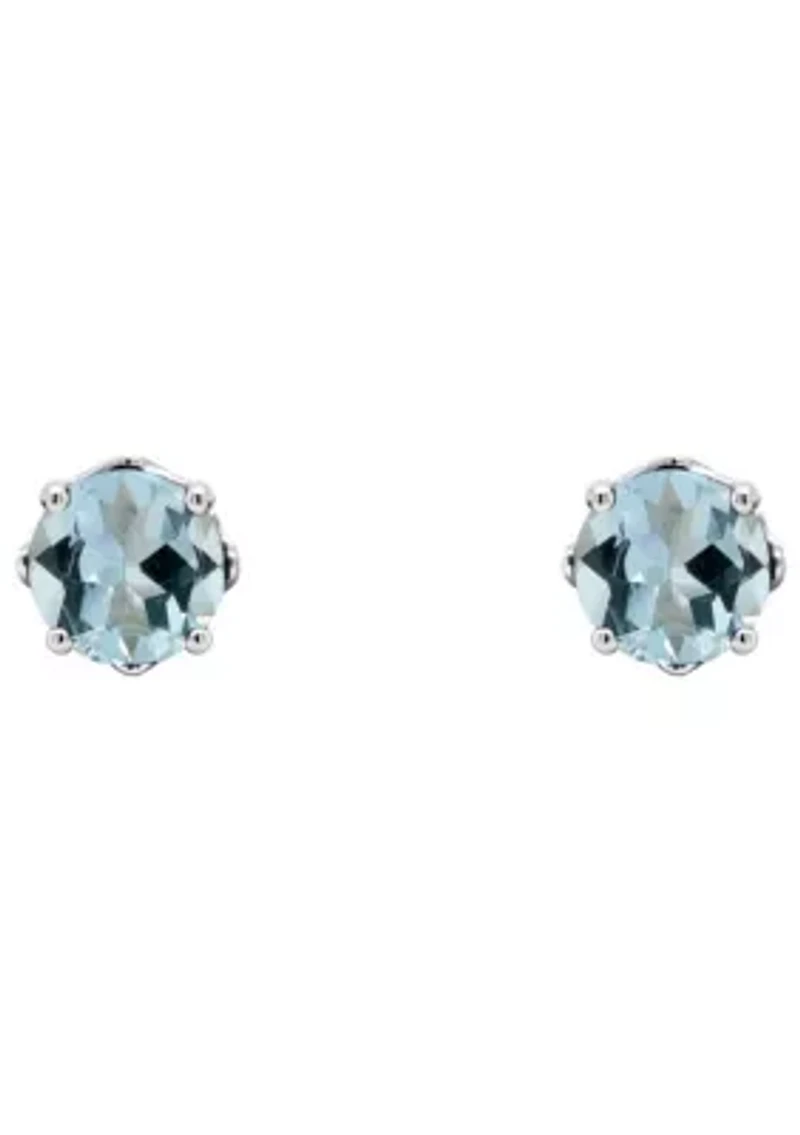 Sterling Silver 5mm Round Aquamarine Stud Earrings