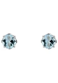 Sterling Silver 5mm Round Aquamarine Stud Earrings