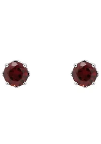 Sterling Silver 5mm Round Garnet Stud Earrings