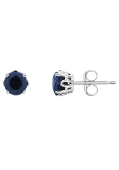 Sterling Silver 5mm Round Sapphire Stud Earrings