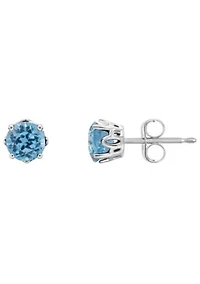 Sterling Silver 5mm Round Blue Topaz Stud Earrings