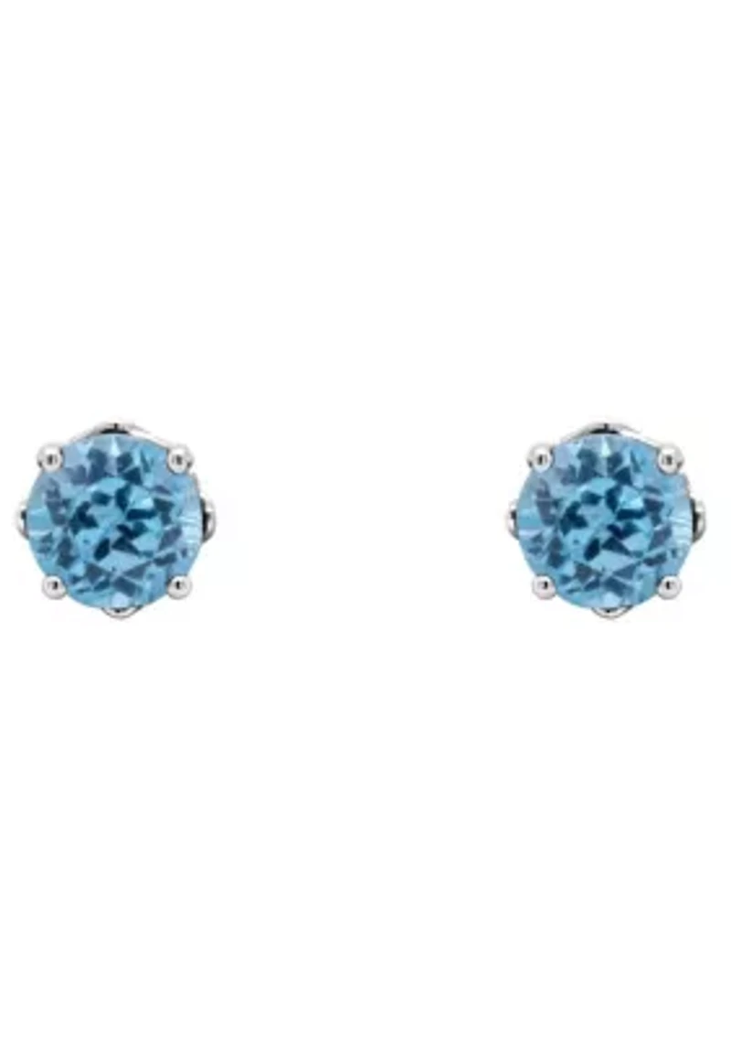 Sterling Silver 5mm Round Blue Topaz Stud Earrings