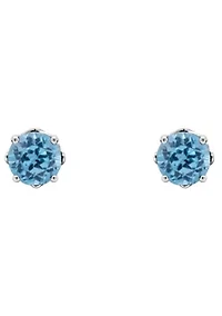 Sterling Silver 5mm Round Blue Topaz Stud Earrings