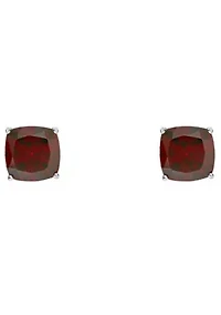 Sterling Silver 6mm Cushion Garnet Stud Earrings