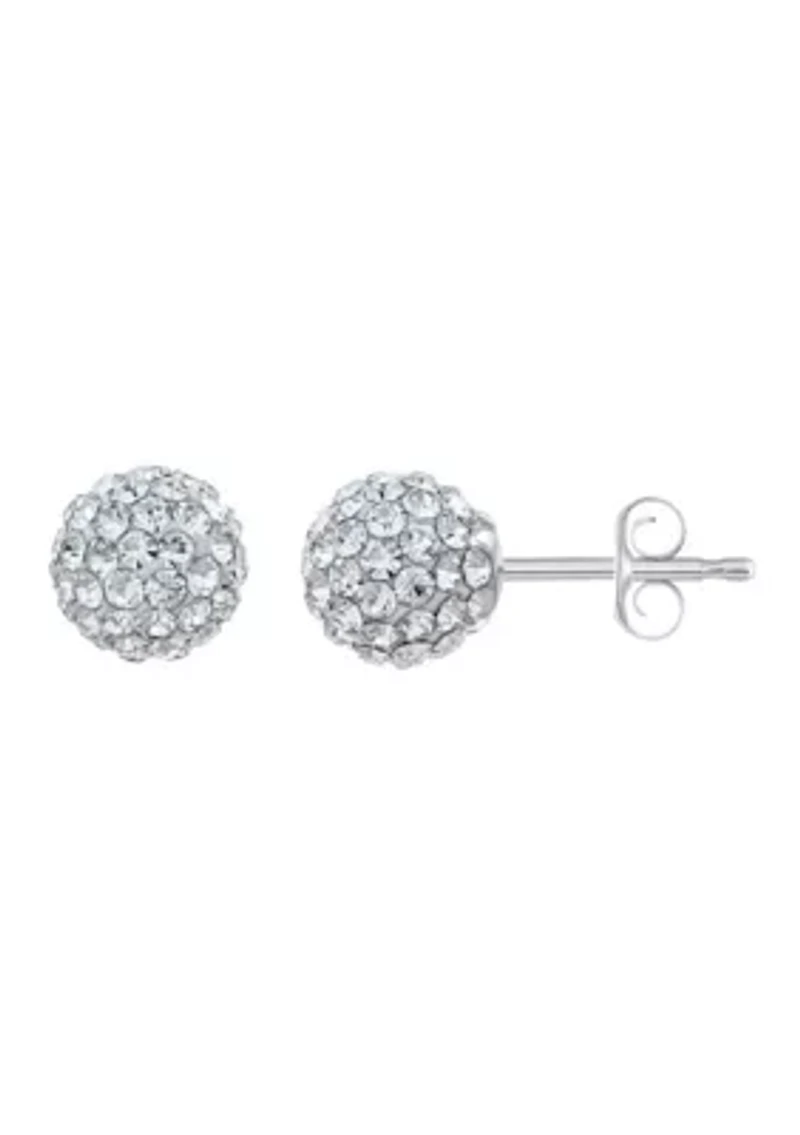 Lab Created Sterling Silver 7mm Round Crystal Ball Stud Earrings