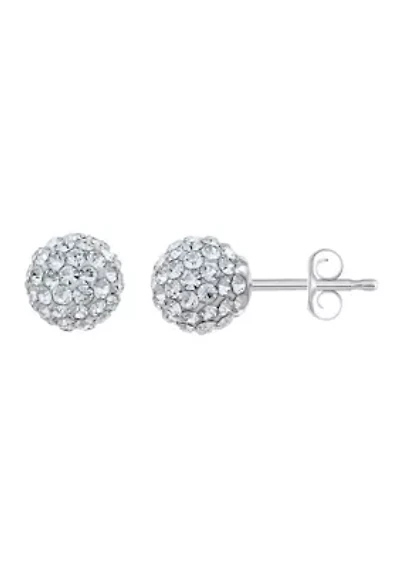 Lab Created Sterling Silver 7mm Round Crystal Ball Stud Earrings