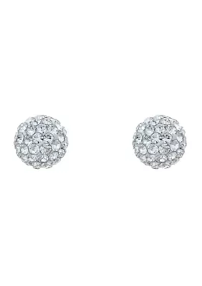 Lab Created Sterling Silver 7mm Round Crystal Ball Stud Earrings