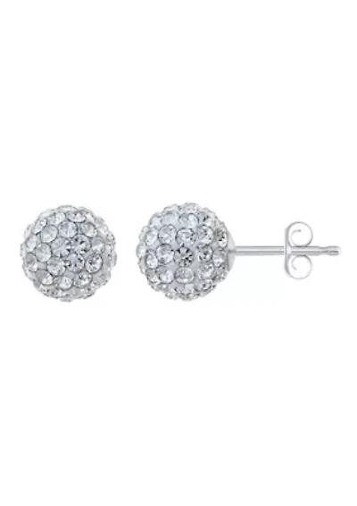 Lab Created Sterling Silver 8mm Round Crystal Ball Stud Earrings