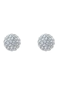 Lab Created Sterling Silver 8mm Round Crystal Ball Stud Earrings