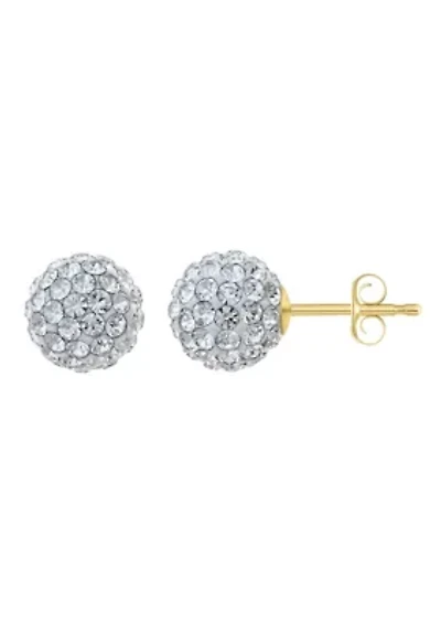 Lab Created 14K Yellow Gold 8mm Round Crystal Ball Stud Earrings