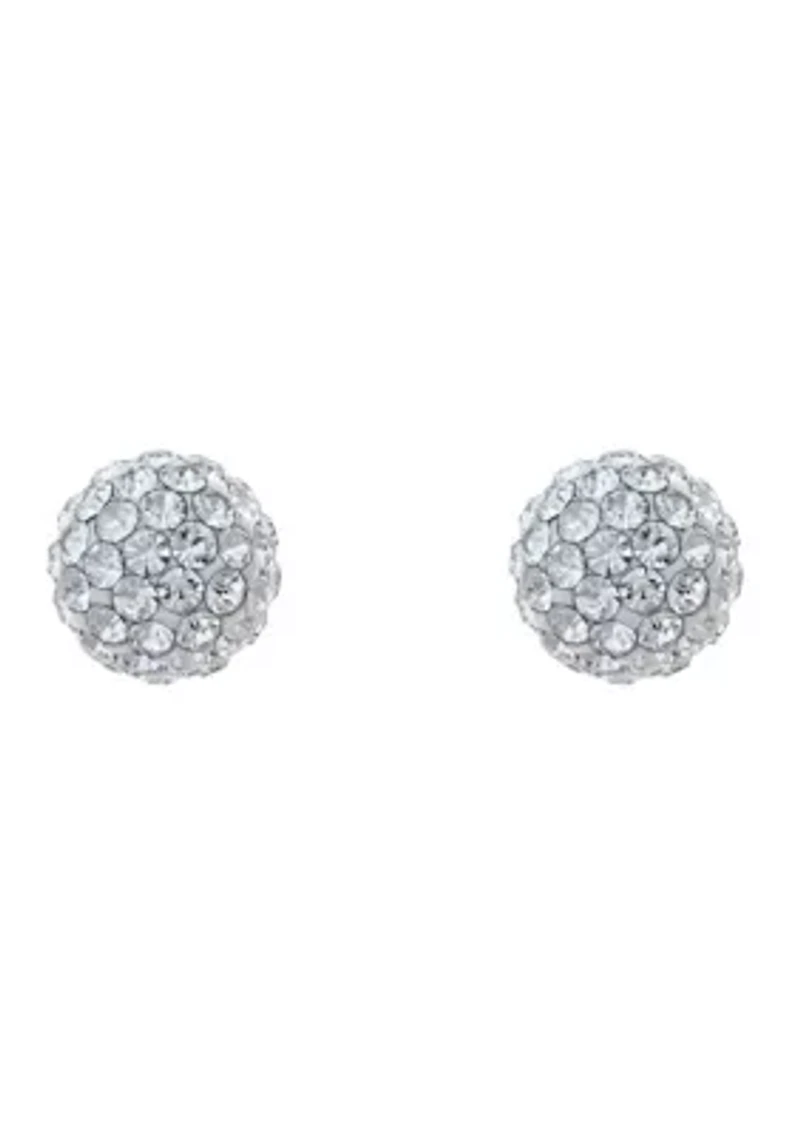 Lab Created 14K Yellow Gold 8mm Round Crystal Ball Stud Earrings