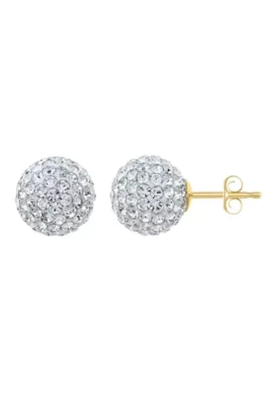 Lab Created 14K Yellow Gold 10mm Round Crystal Ball Stud Earrings