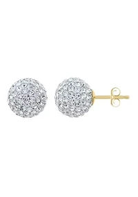 Lab Created 14K Yellow Gold 10mm Round Crystal Ball Stud Earrings