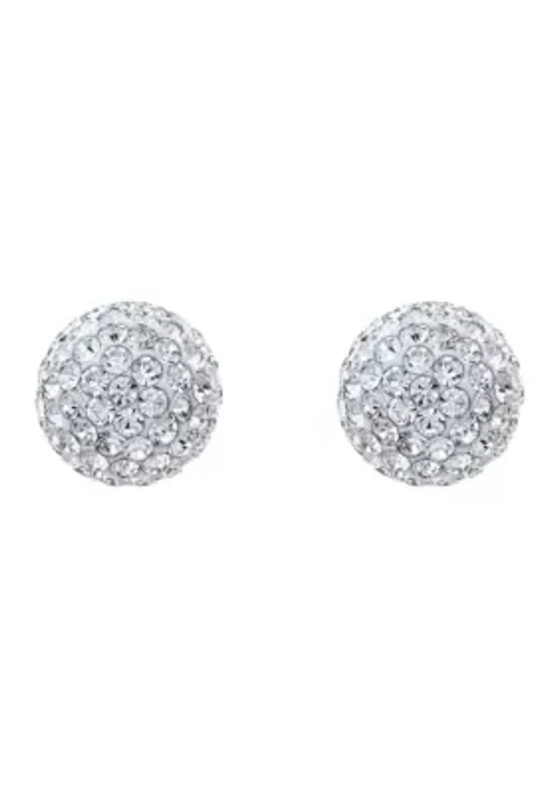 Lab Created 14K Yellow Gold 10mm Round Crystal Ball Stud Earrings