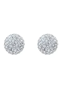 Lab Created 14K Yellow Gold 10mm Round Crystal Ball Stud Earrings
