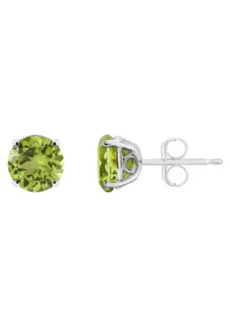 Sterling Silver 6mm Round Peridot Stud Earrings