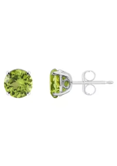 Sterling Silver 6mm Round Peridot Stud Earrings