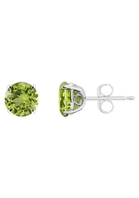 Sterling Silver 6mm Round Peridot Stud Earrings